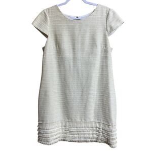Vince Camuto Women's Dress Plus 14 White Cream Cap Sleeve Knee Length Fringe Hem